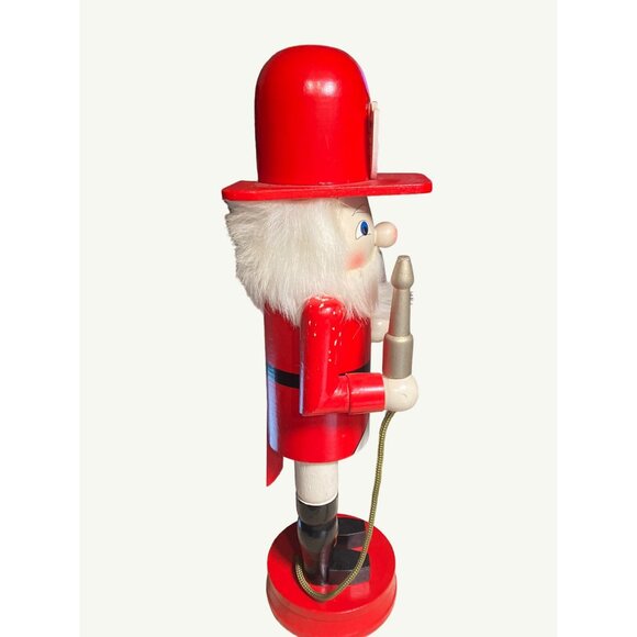 Vintage Wooden Firefighter Nutcracker Holding  Fire Hose and Accessories - Picture 3 of 12